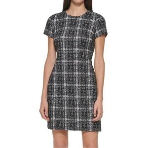 NWT Calvin Klein black and white checkered midi dress
